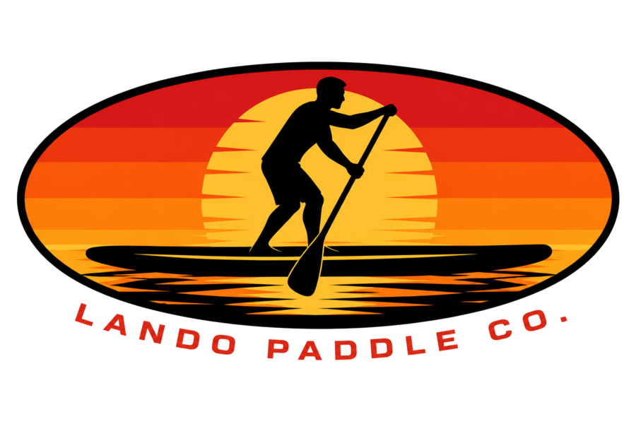 Lando Paddle Co. logo — a paddleboarder silhouetted against a sunset